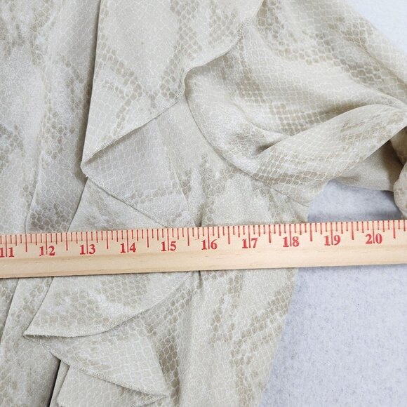 Banana Republic Dress Womens Small Cream Snakeskin Print Ruffle Lightweight - Picture 4 of 11
